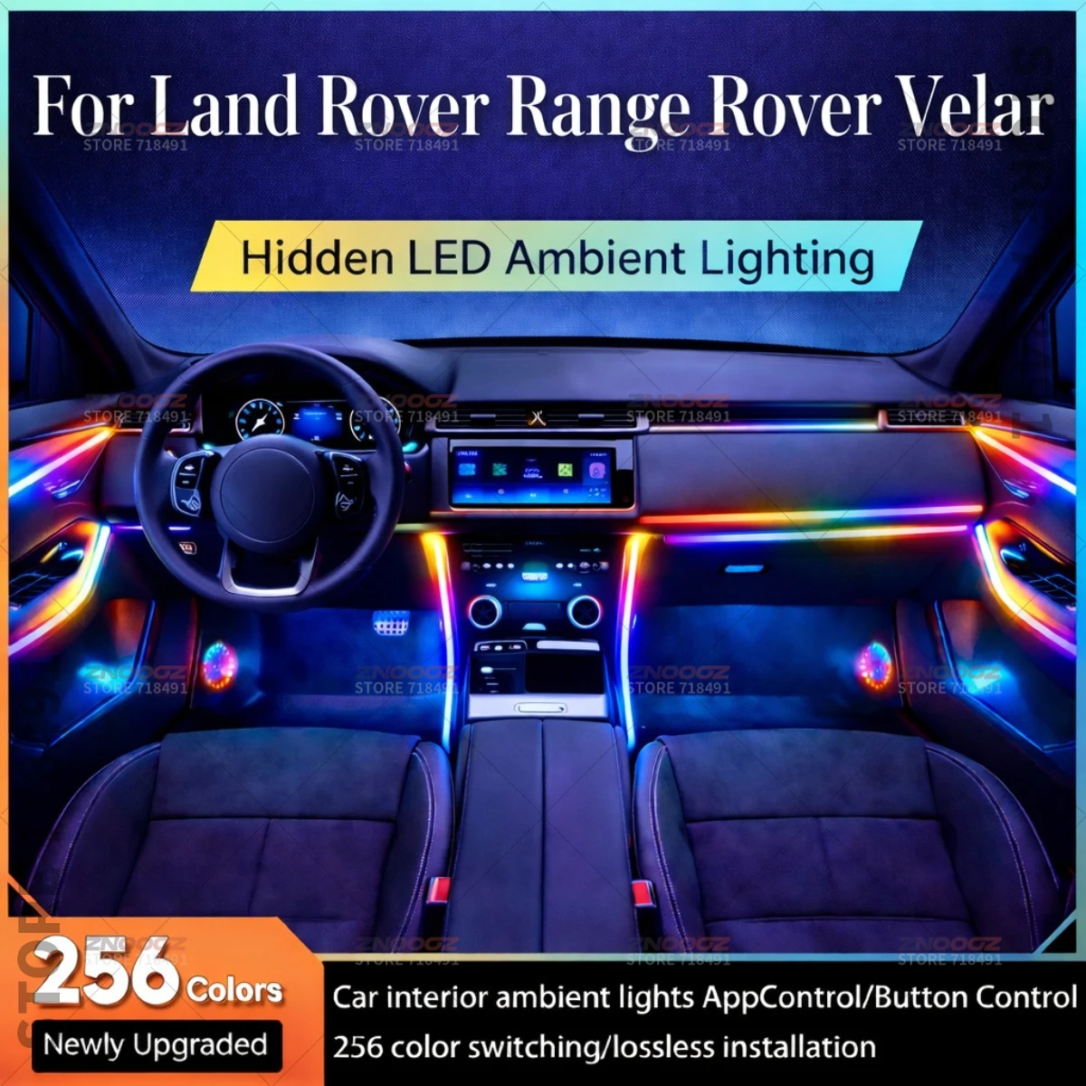 

22в1 RGB интерьер автомобиля акриловые автомобильные окружающие освещение RGB скрытая акриловая полоса украшения атмосферные аксессуары для RangeRoverVelar