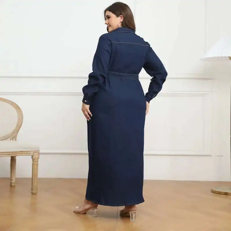 218319   บวกกับเสื้อผ้าสตรีฤดูหนาวที่มีปก, คอเปิด, ชุดเดรสยีนส์ล้าง, ปาร์ตี้โฮมเมดฤดูร้อน Elegantes Casual Y2k