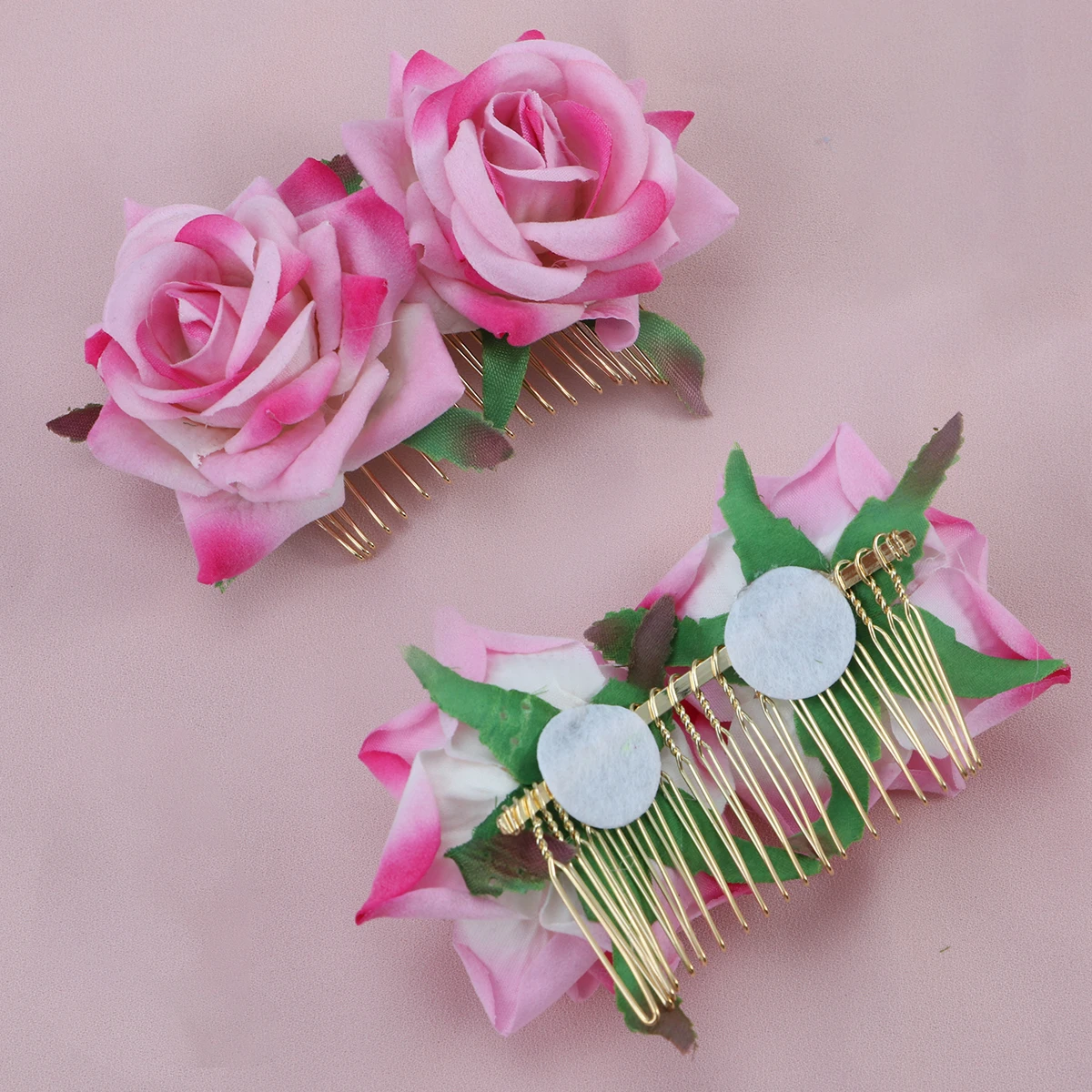 

Durable Pink Rose Floral Hair Accessory Elegant Comb For Wedding Bridal And Various Parties