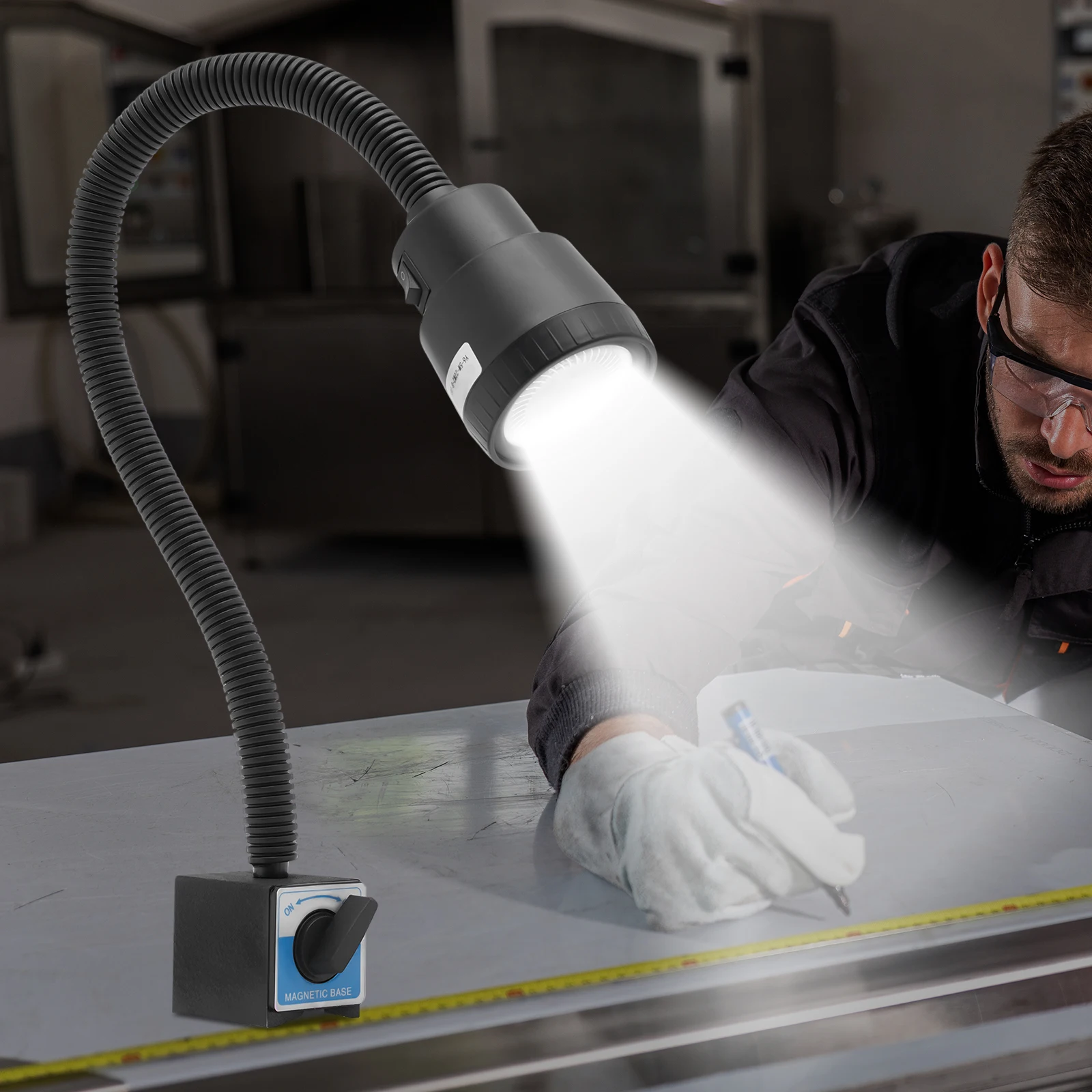 LED CNC Werkstatt-Arbeitslampe Verstellbare Maschinenwerkzeug-Arbeitsleuchte Drehmaschinen-Industrieleuchte Schreibtischlampe, Magnetfuß
