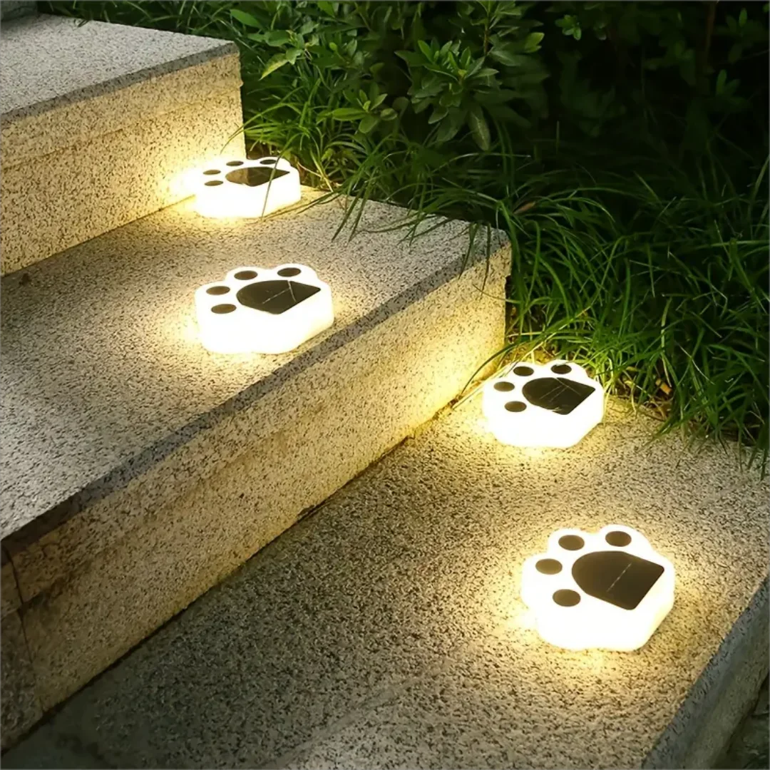 4szt Solar Paw Print Lights, Solar Garden Light, Waterproof Cat Dog Animal Path Paw Lamp, Led Path Lights, For Patio Garden Path