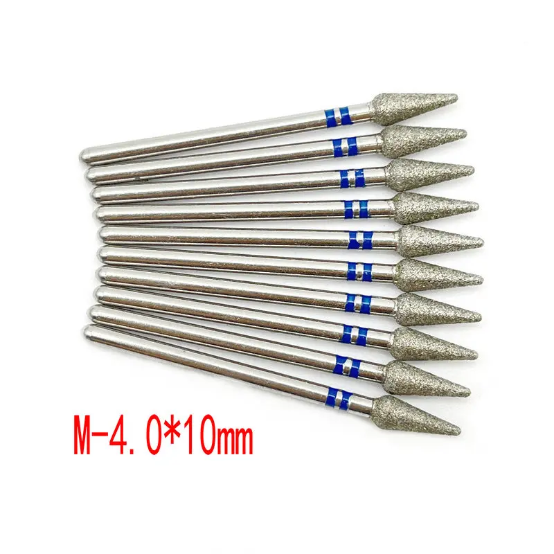 10 Uds. Brocas para cutículas de uñas, juego de fresas de diamante de 3/32 "para manicura, lima de uñas eléctrica, accesorio, cabezal de molienda para el cuidado de las uñas