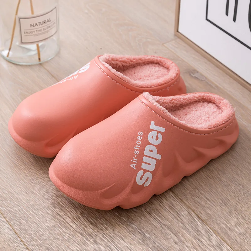 Kidmi Winter Fur Shoes For Men Classic Outdoor Waterproof Fluffy Slippers For Women Fashion Plush House Shoe With Padded Slipper