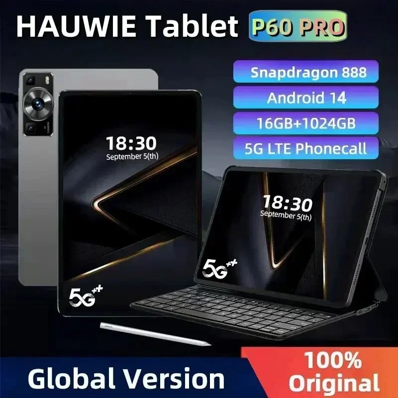 

Tablet P60 Pro Original 2024 pulgadas Android 14 16GB + 1TB Snapdragon888 11Inch 5G SIM Dual WIFI HD 4K Mi Tab 10000mAh