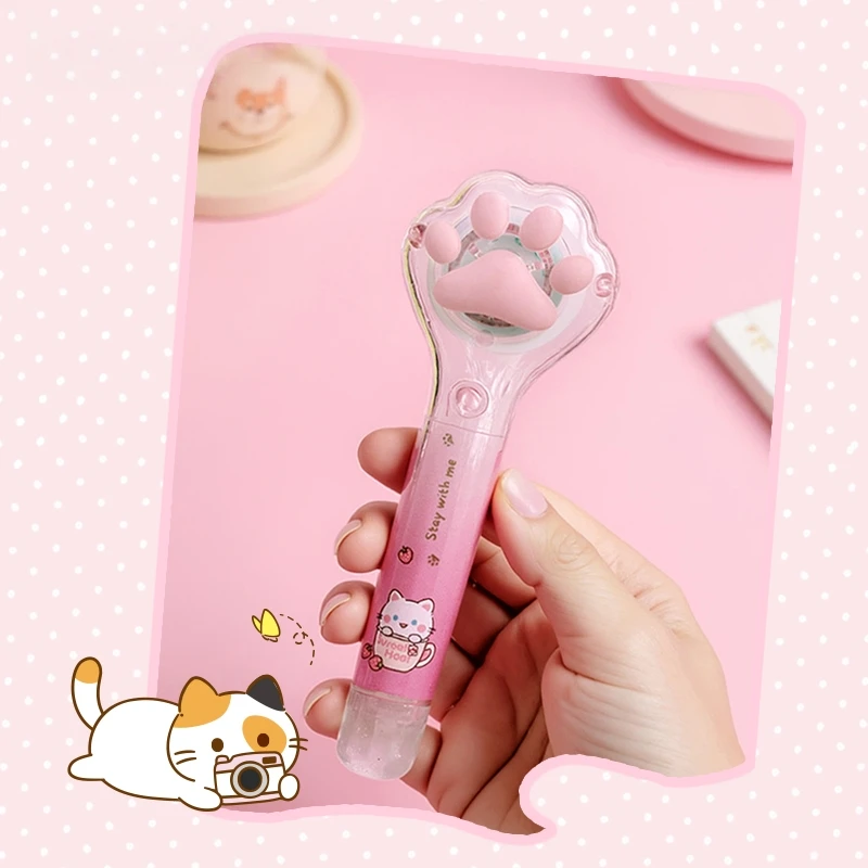 1/4pcs Cat Claw Glue Tape Pen Type Transparant Kitties Paw Dots Double Sided Tape Adhesive Glue DIY Journal School Office A3171