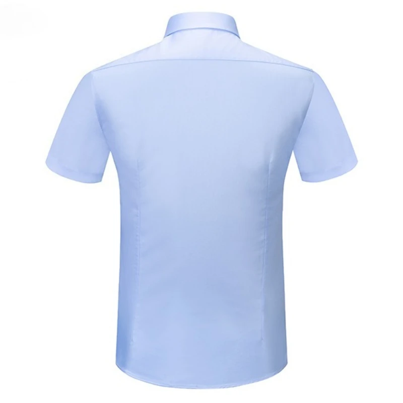 Bamboo Fiber 8XL Men Shirt Short Sleeves Summer Stripe Plaid Office Work white Shirt Men Short Sleeve Business Formal Social