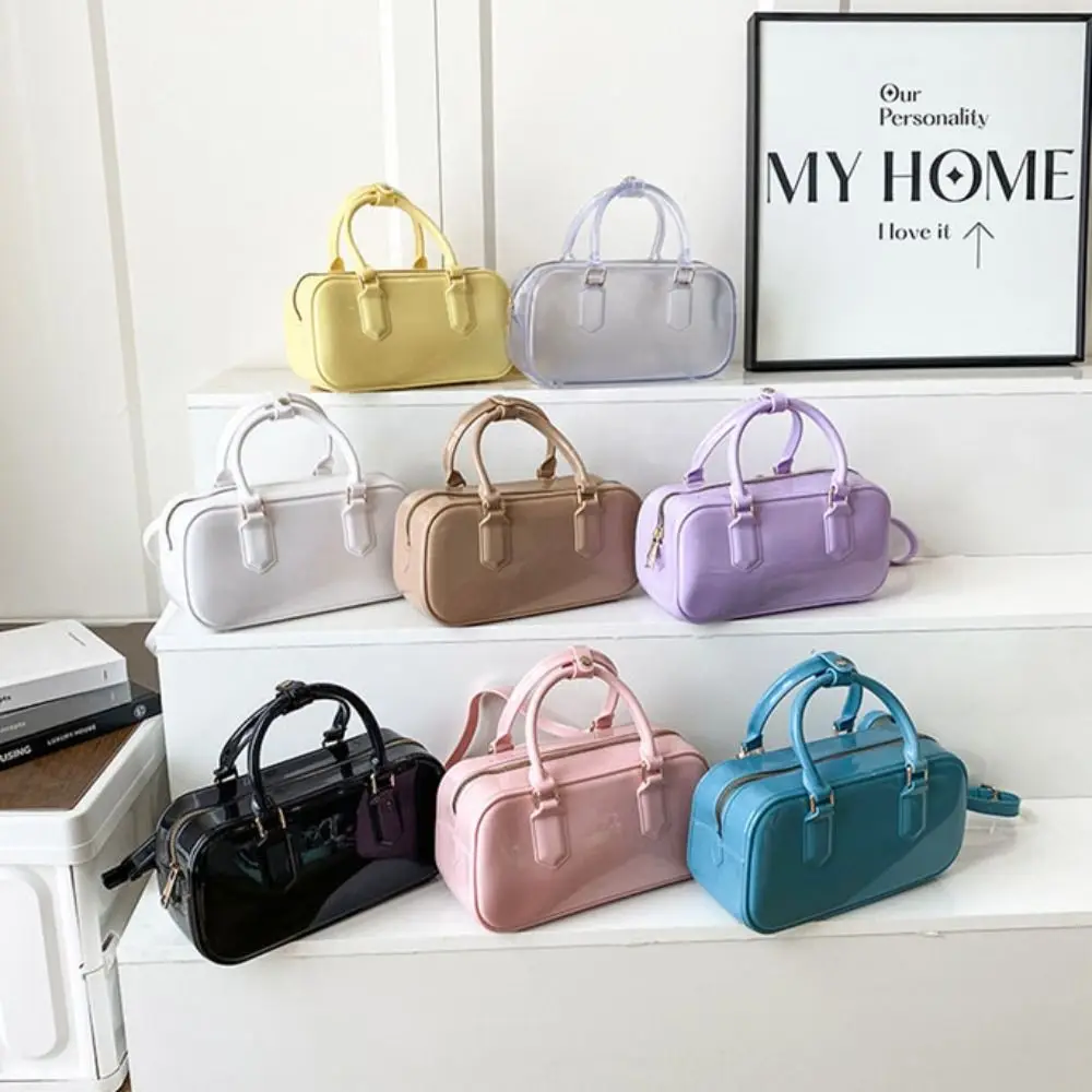 

Creative Solid Color Jelly Hobos Handbag Dirty Resistant Waterproof Summer Crossbody Bag Casual PVC Crossbody Satchel Commuting