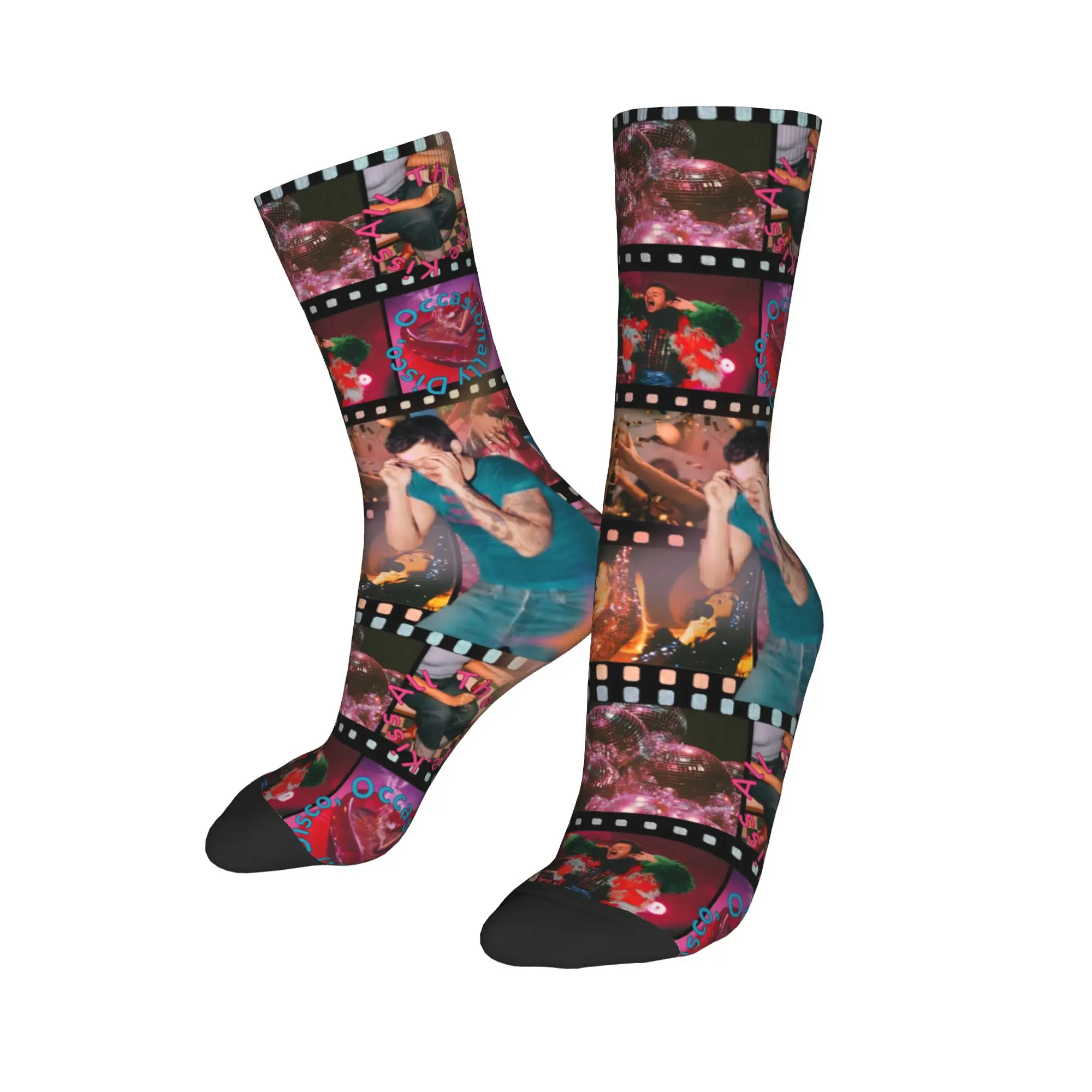 

Harajuku Kiss All The Time Album Basketball Socks Harrys Music Styles Polyester Middle Tube Socks for Women Men Sweat Absorbing