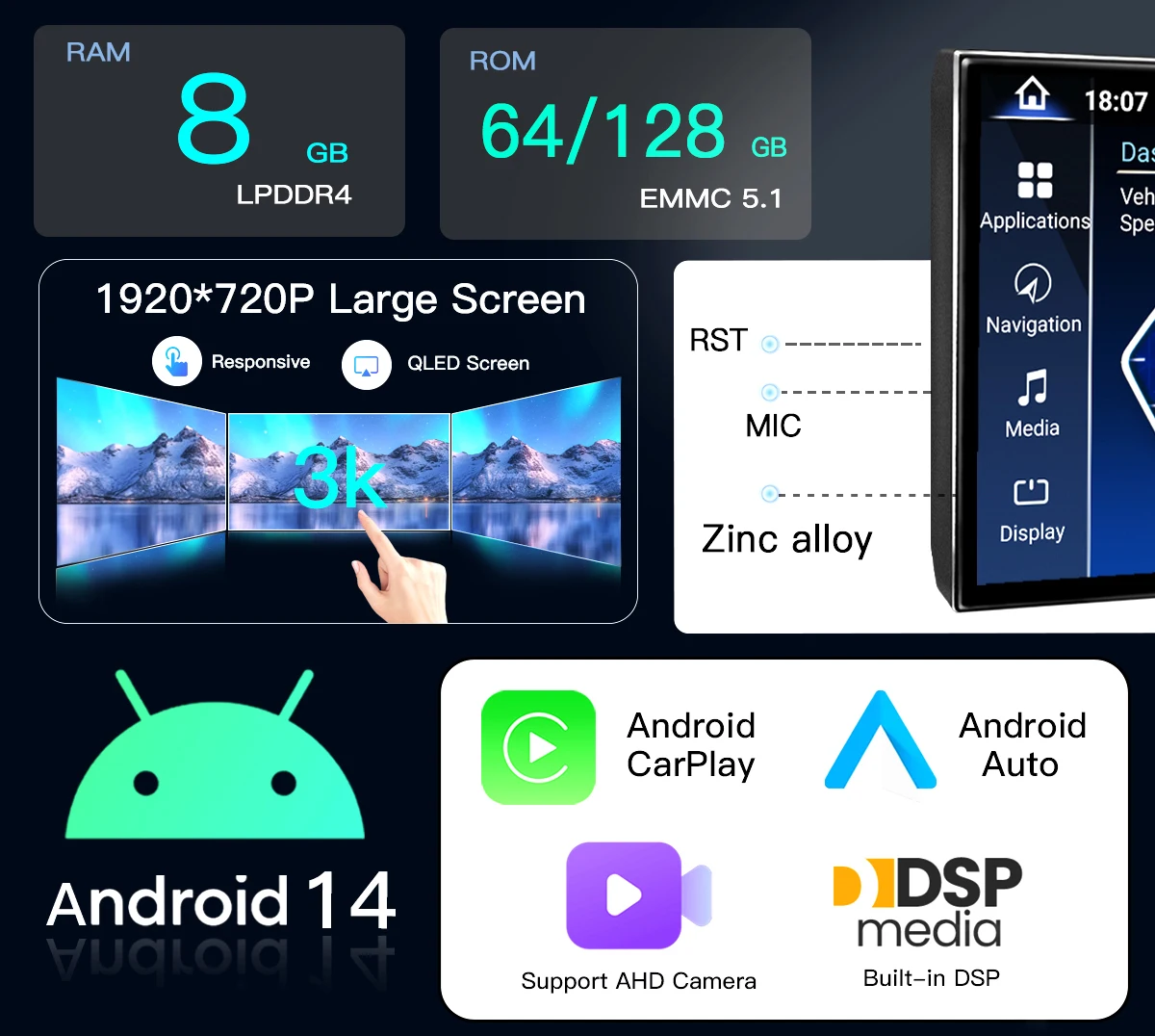 15.8 بوصة 1920x720 لينكس راديو السيارة اللاسلكية CarPlay لسيارات BMW 5 7 Series F07 GT 2009 2016 NBT CIC BT شاشة ستيريو الصوت رئيس وحدة