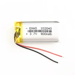 3.7V 800mAh Lipo Polymer Lithium Rechargeable Battery 102040 For GPS DVD Bluetooth Recorder Camera Massager Smart Watch