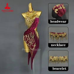 Latin Dance Competition Dresses High End Luxury Tassel Dress Adult and Children Customized Tango Samba Rumba Performance Costume