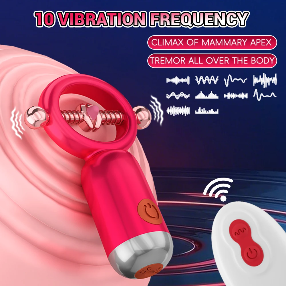Remote-Controlled Vibrating Nipple Clips for Couples – 10 Settings, USB Rechargeable S5835657e067a49919998c9d19c168405o