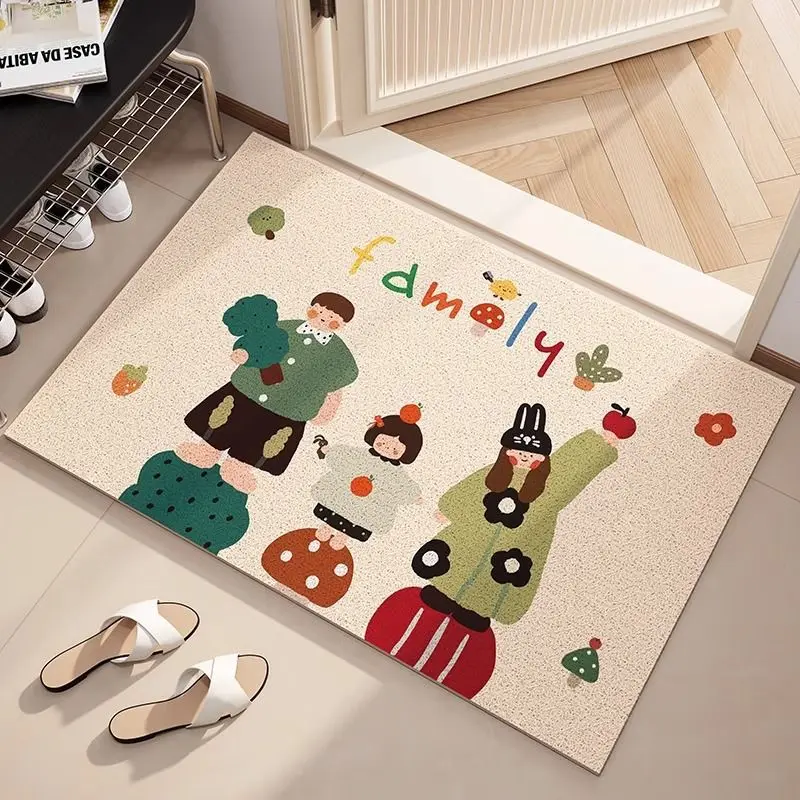 Cartoon Household Silk Floor Mat Household Bathroom Entry Door Scraping Dirt Floor Mat Porch Easy To Take Care of Non-slip Pad