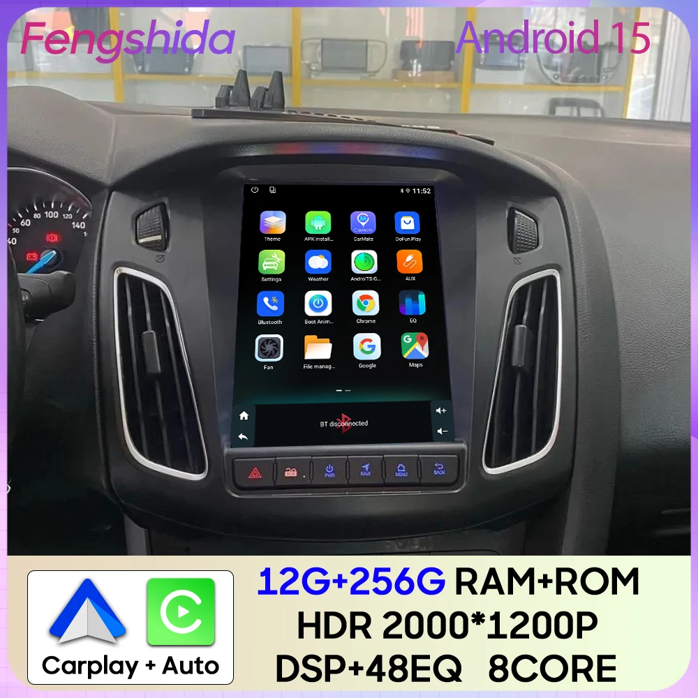 Para ford focus 3 mk 3 2011-2019 rádio do carro carplay navegação gps android auto android 15 reprodutor multimídia 5g wifi sem 2din dvd
