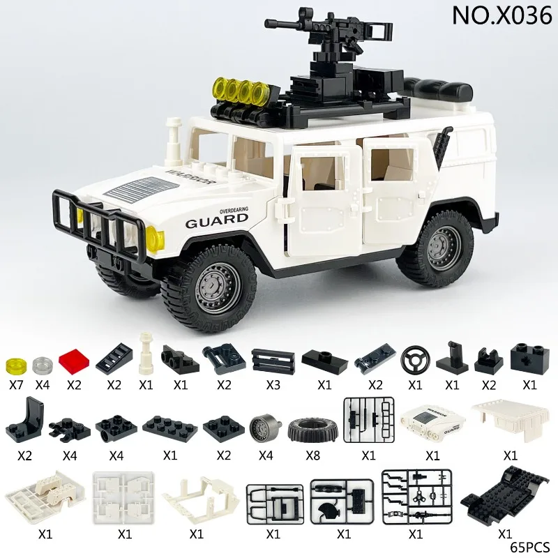 Bloc de construction militaire MOC, paquet de E-14, troupes d'élimination de la paix, figurines plus tomahawk, véhicules tout-terrain, armes pour chiens de police