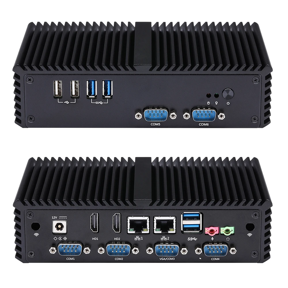 Qotom Mini PC Q300P-S05 AES-NI i3 i5 i7 with 2 Gigabit Ethernet LAN 6 COM Fanless Computer