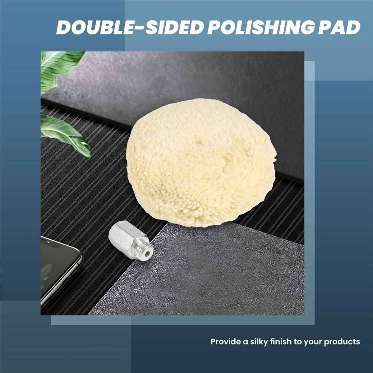 ABCD 7 Inch Double Sided Wool Polishing Pad Buffing Pad with 5/8 Inch Bolt Wool (Pack of 1)