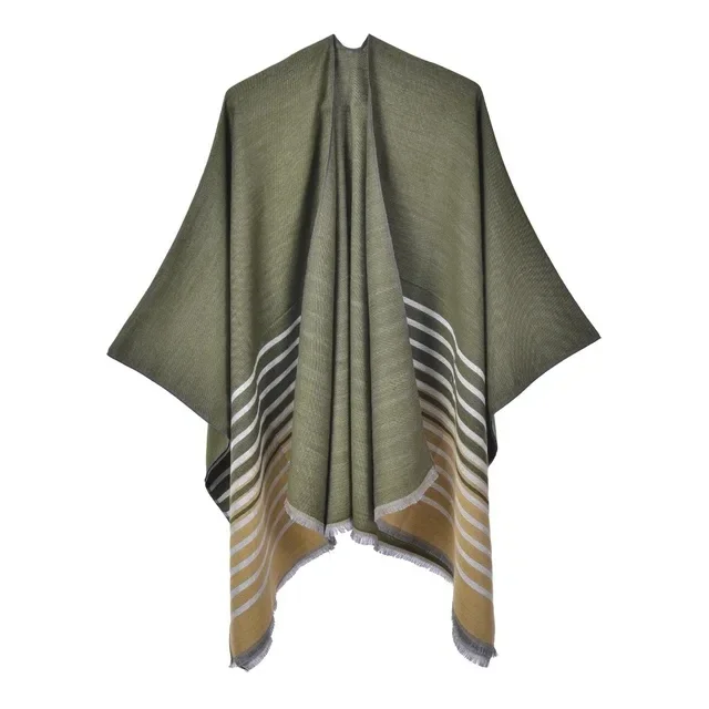 Capa Poncho para mujer, capa a la moda de imitación de Cachemira para otoño e invierno, chal para habitación con aire acondicionado estampado de doble cara