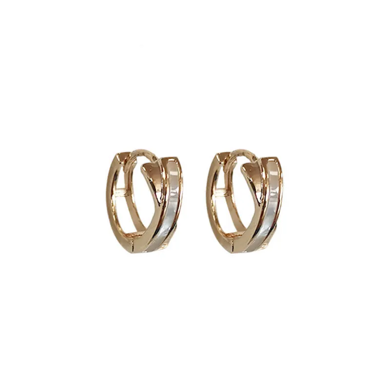 Trendy 14K Real Gold Cross Fritillaria Shell Hoop Earrings for Women High Quality Korean Fine Jewelry S925 Silver Needle Gift