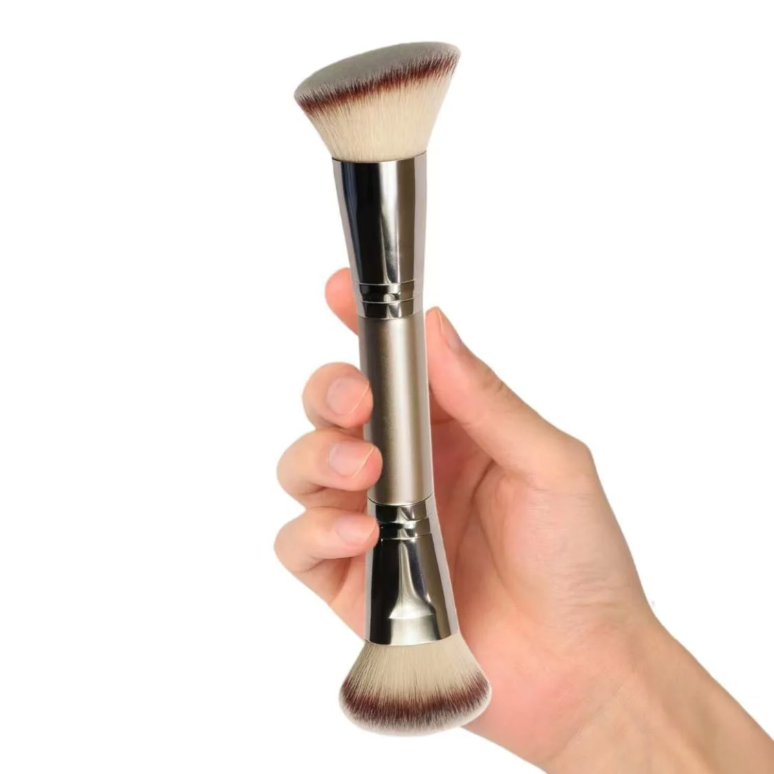 แปรงรองพื้นสองหัว 1 ชิ้น แปรงปัดแป้ง ปัดบลัชออน ปัดคอนซีลเลอร์ แปรงคอนทัวร์ แปรงปัดแก้ม แปรงแต่งหน้า ระดับมืออาชีพ