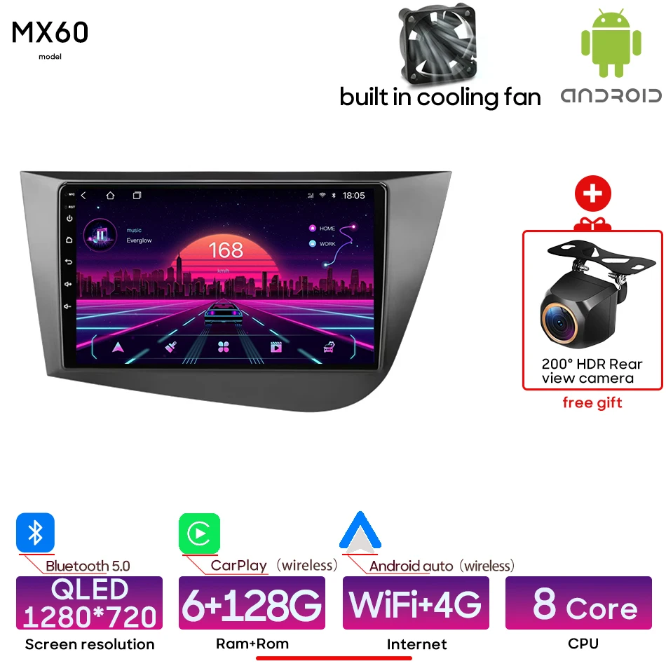 Android 15 Auto Multimedia Speler Voor Seat Leon 2 MK2 2005-2012 Radio Video Head Unit Draadloze CarPlay Auto navigatie GPS 2Din