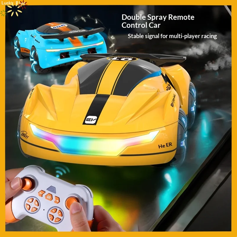 15channel 2.4g Remote Control Spray Racing Car Colorful 4 Modes Light Music Usb Type C Charge 3.7v 500mah Rc Drift Toy Car
