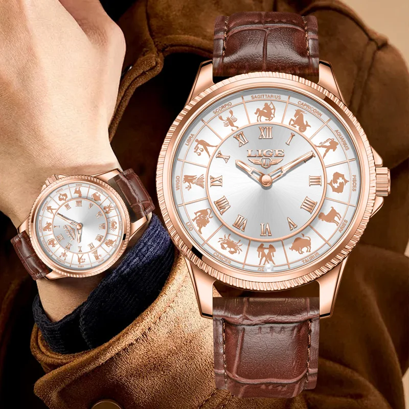 

LIGE творческая личность созвездия кварцевые часы мужские лучший бренд класса люкс часы наручные часы Relogios Masculino + коробка
