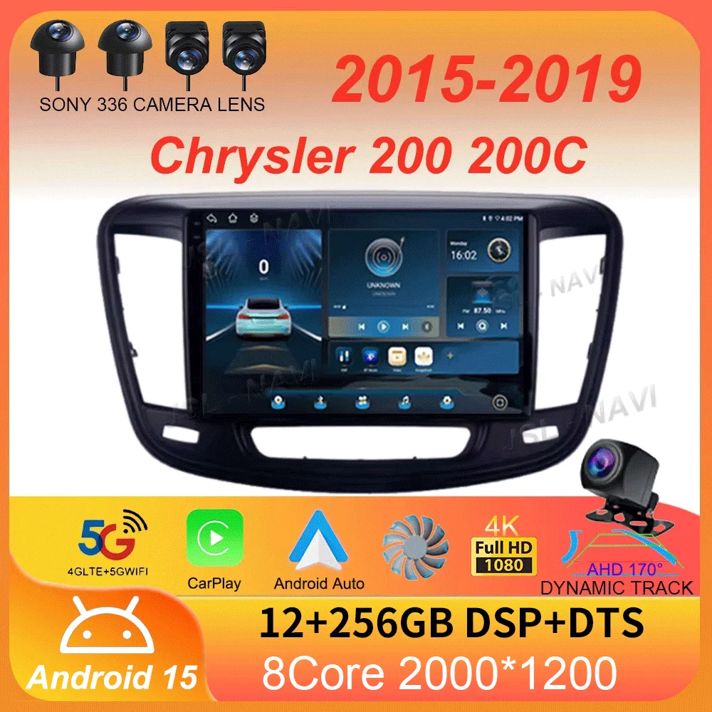 For Chrysler 200 200C 2015 - 2019 Car Radio Android 15 Multimedia Video Player Carplay Android Auto Stereo GPS Navigation WIFI
