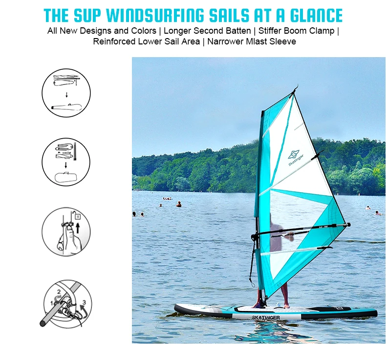 Skatinger  Dropshipping Windsurfing Board Inflatable Wind sup Sail Hard Sail for Beginning