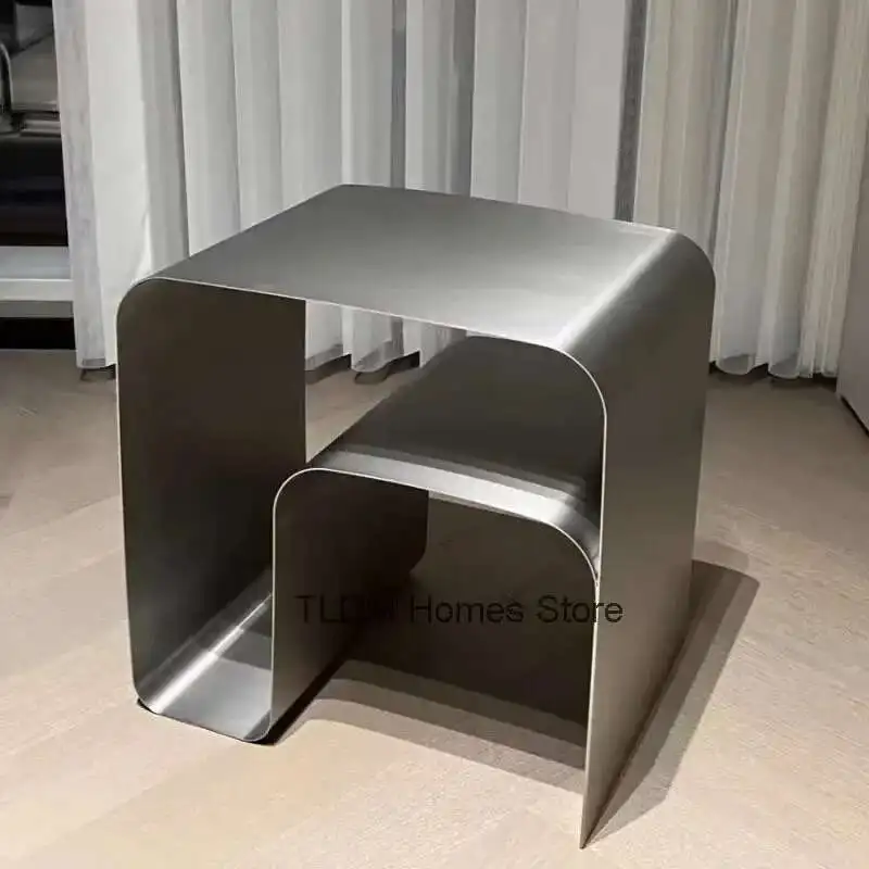 

Multifunctional Living Room Nordic Stainless Steel Coffee Table Home Decor Designer Furniture Bedroom Metal Bedside Tables