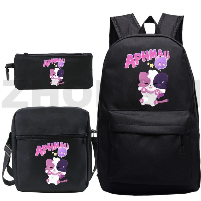 

3 In 1 Set Anime Aphmau Merch Backpack Teenager Large Capacity School Bags Student Zipper Backpack Girl As A Cat Rucksack Women