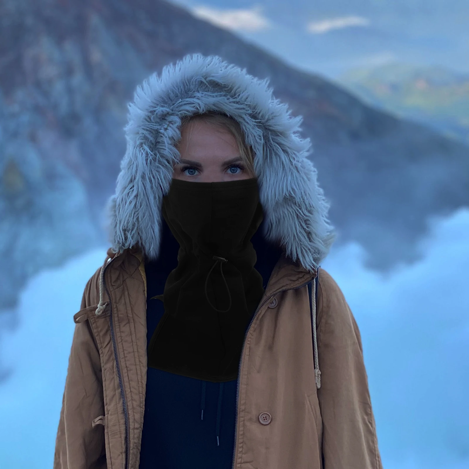 

Thermal Anti Cold Ski Face Mask Black Windproof Neck Cover for Winter Cycling Riding Hood Practical Motorcycle Facial Hood