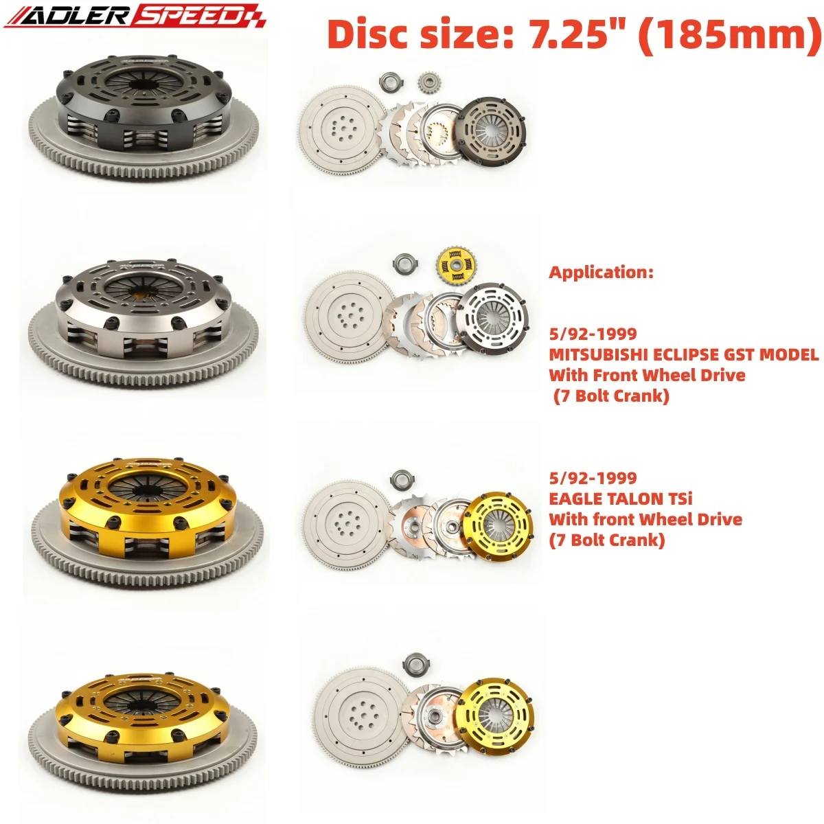 

ADLERSPEED Racing/Street/Sprung/Clutch одинарный/двойной/потройной диск для MITSUBISHI ECLIPSE GST/ECLIPSE TALON GST TSi FWD 7-болт