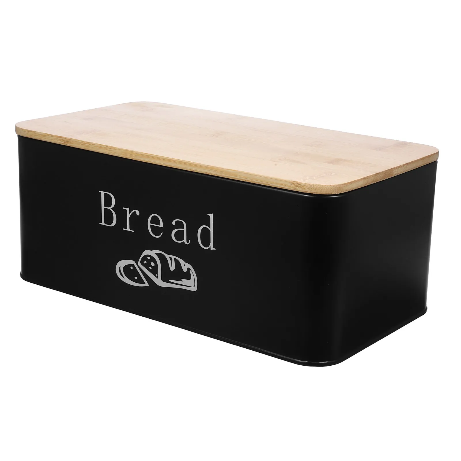 

Carbon Steel Bread Box Bamboo Lid Large Capacity Kitchen Bread Container Countertop Storage Organizer Kitchen Food Box