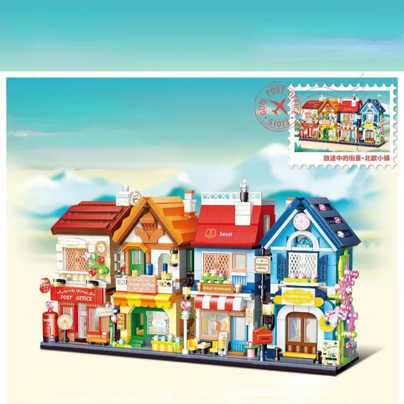 Tempo libero Coffee House Bakery Building Blocks Street Scene assemblaggio educativo per bambini giocattolo modello ornamenti regalo di festa