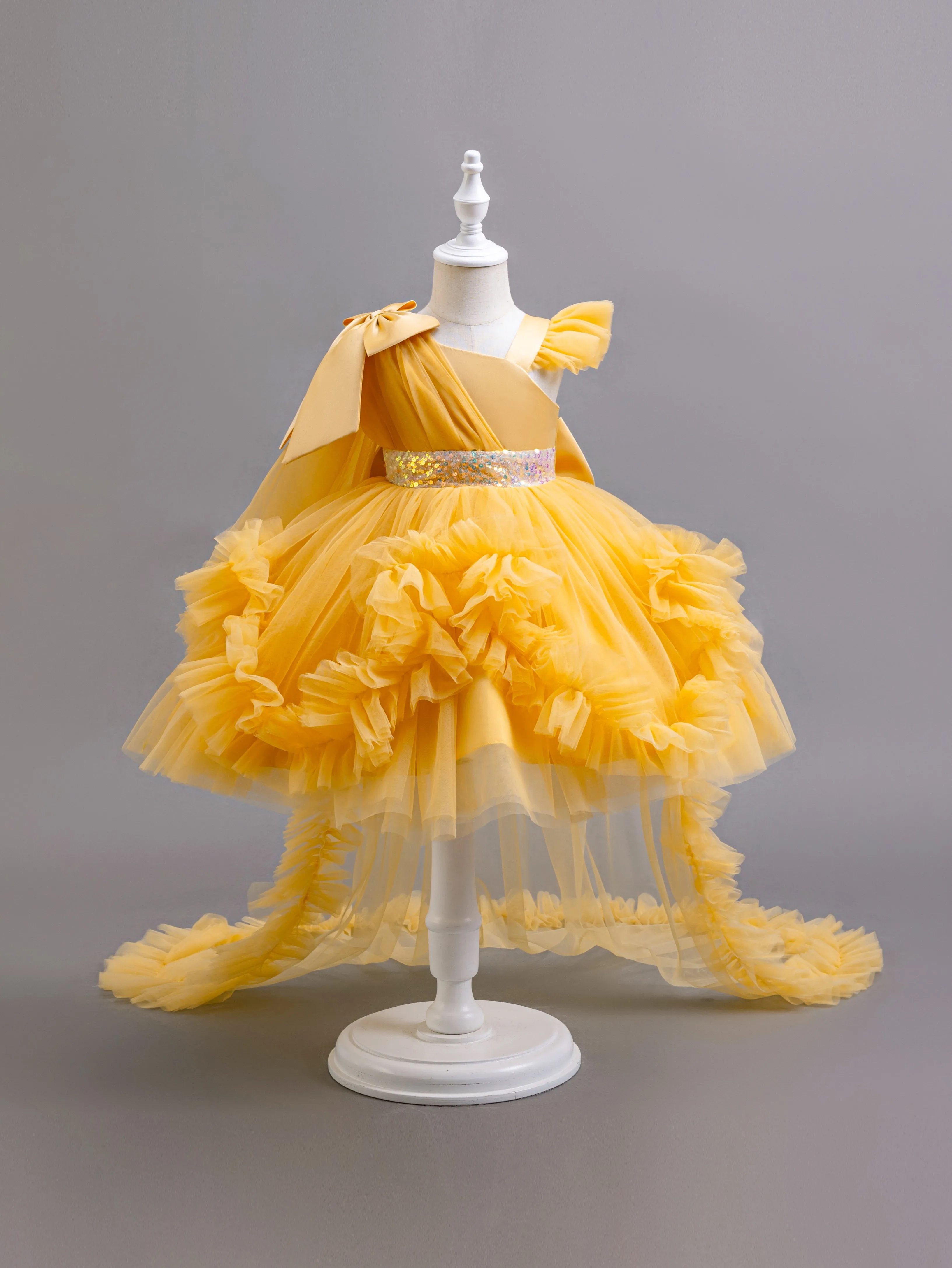Kids' Lace Formal Dresses | Long Sleeve Ball Gown for Girls | Perfect for Christmas, Pageants & Gala Events