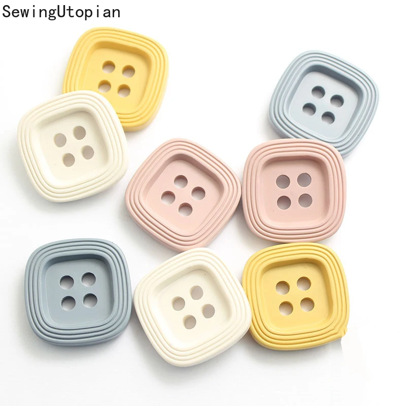 20PCS Square 4-Holes Resin Buttons Four Eye Paint Coat Windbreaker Button Color Spot Women\'s Buttons Accessories 18-30mm