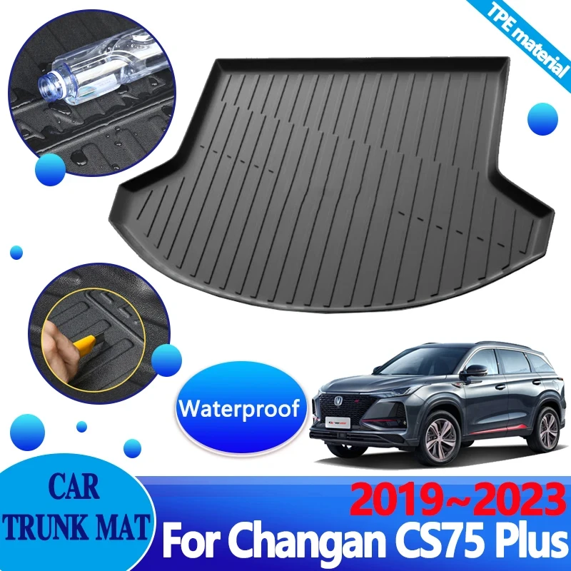 

Car Trunk Mat For Changan CS75 Plus 2023 Accessories 2019~2022 2021 Cushion Anti-dirty Liner Carpet Protector 3D TPE Storage Pad