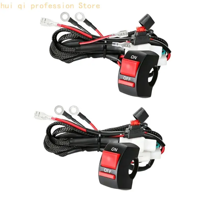 Motorrad-Lichtlenker-Kabelbaum-Set 12 V mit Stangenschalter für Zusatzlampen H8WE – Detail 3