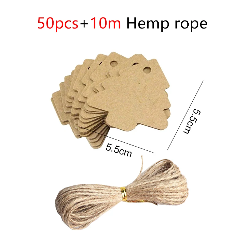50/100 Stück leere Hängeetiketten aus Kraftpapier mit Löchern aus Hanfseil, verstellbare Seillänge, handgeschriebene Karte, Party-Geschenke, Etiketten TMZ – Detail 19