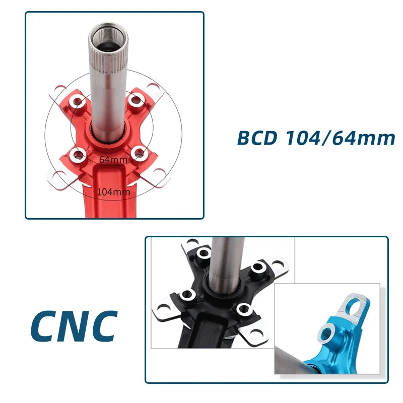 MEROCA Bicycle Crankset Chainwheel Hollow Integrated 104BCD MTB Bike 32/34/36/38T Sprocket 170mm Crank with Bottom Bracket