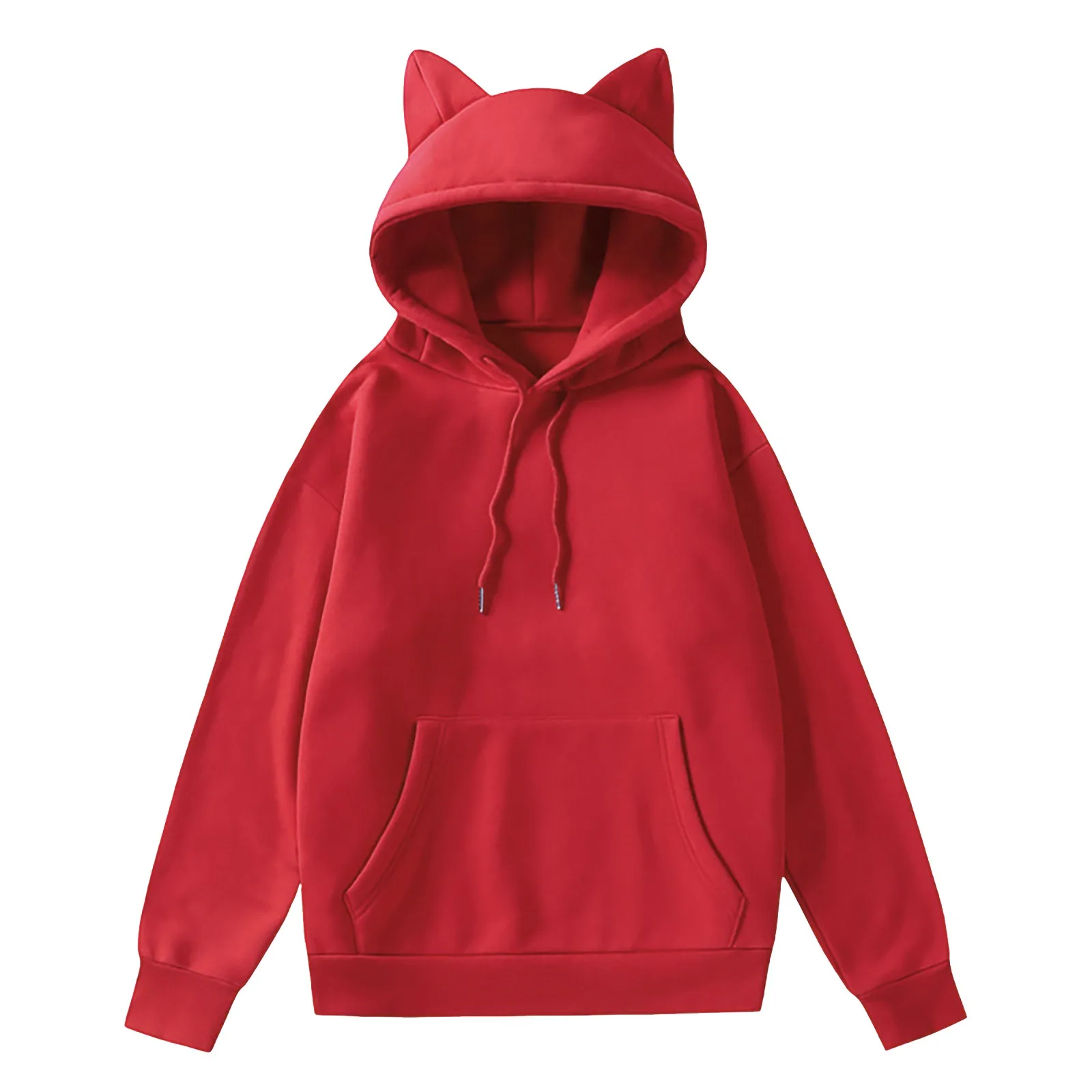 Women\'S Sweatshirt Sweatshirt Pink Hoodie Pullover With Cat Ear Long Sleeve Drawstring Tops Female Overcoat Kanga Pocket Cloth