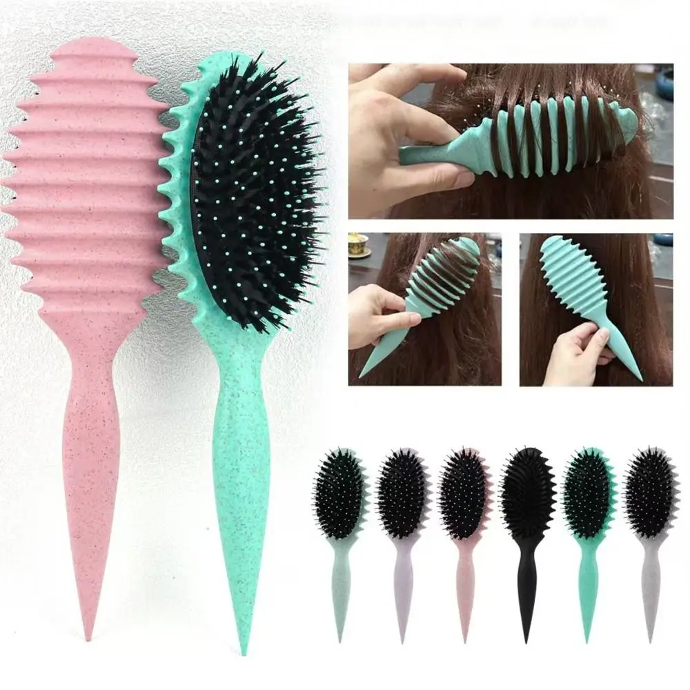 

Boar Bristle Curl Define Styling Brush Defining Curls Anti-slip Detangling Hair Brush Multi-purpose Beard Comb Shaping Hair Comb