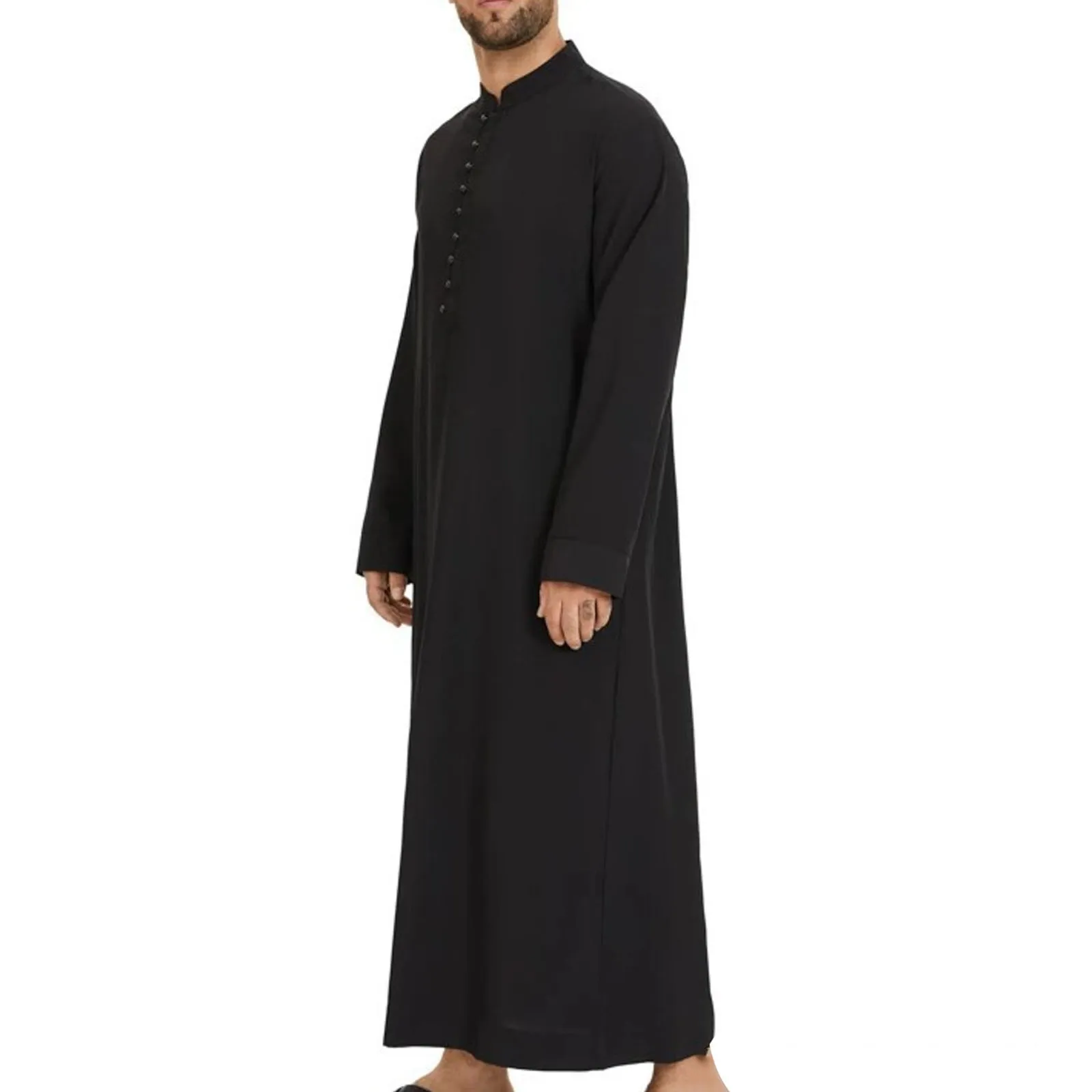 Muslim Men Clothing Islam Dress Fashion Caftan Black Thobe Saudi Arabia Kaftan Abaya Turkey Dubai Luxury Robe Pakistan Moroccan