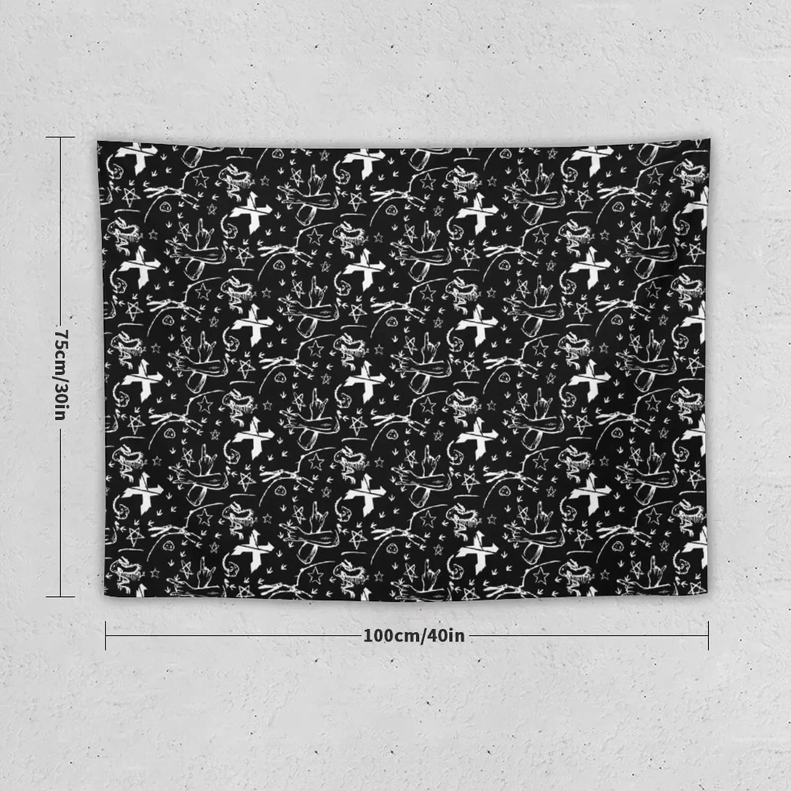 Headbanger Pattern Black & White Tapestry Aesthetic Room Decorations Bathroom Decor Room Ornaments Aesthetic Home Decor Tapestry