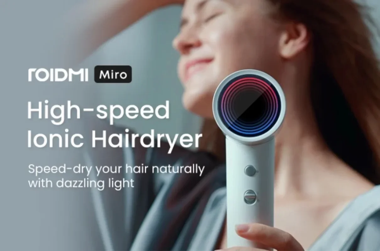 ROIDMI Miro Affordable Hair Dryer High Speed  65m/s Rapid Air Flow Low Noise Smart Temperature Control 20 Million Negative Ions