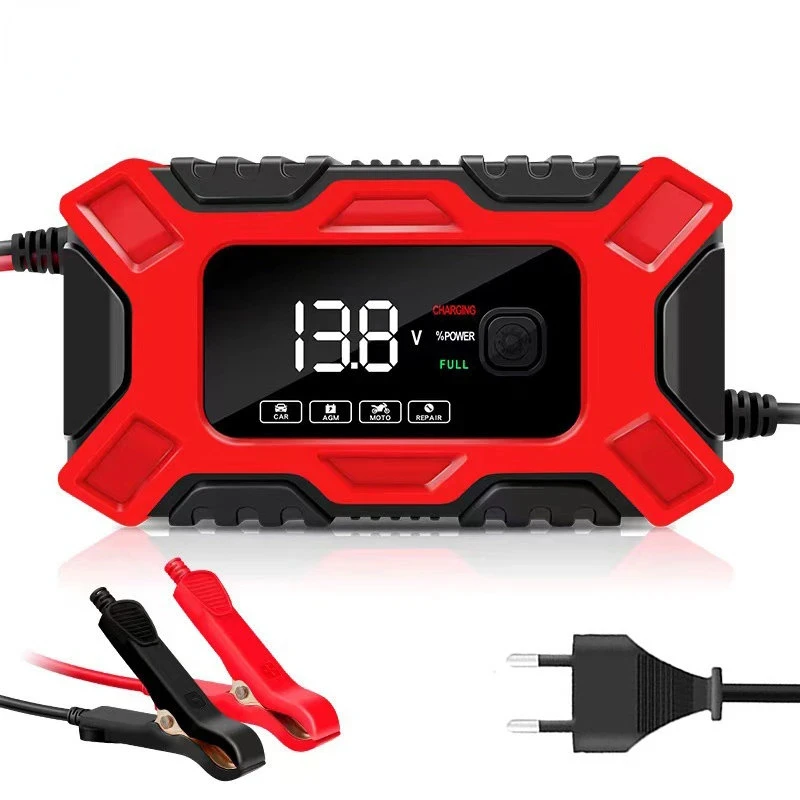 12V 6A Intelligent Car Motorcycle Battery Charger Smart Digital LCD Display Lead Acid Battery Pulse Charger Maintainer