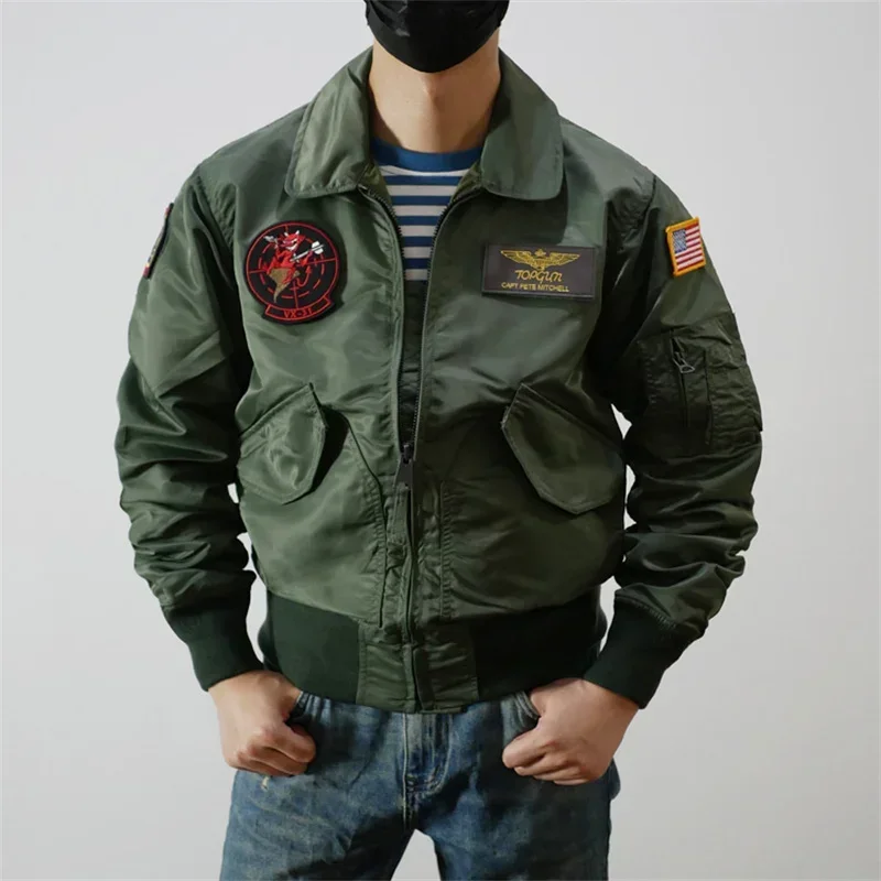 A Moive Top Gun: Maverick Cosplay Costume Men Pilot Nylon Jacket American Airforce Uniform Military Style Aviation Coat