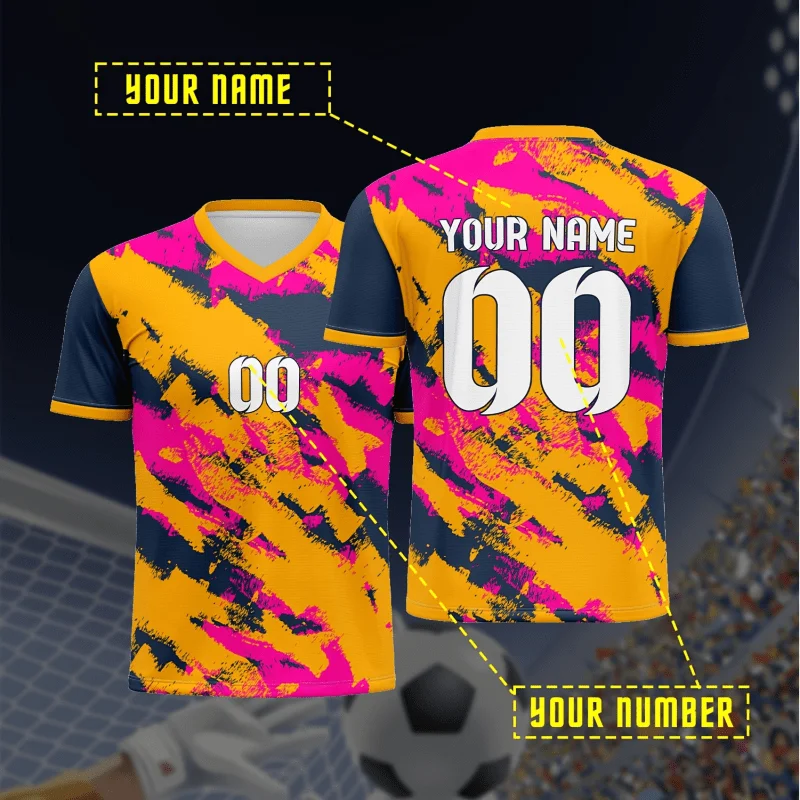 تي شيرت مخصص لتدريب كرة القدم برقبة على شكل حرف V للبالغين والمراهقين، مجموعات ملابس رياضية مخصصة لنادي الفريق والعائلة #5