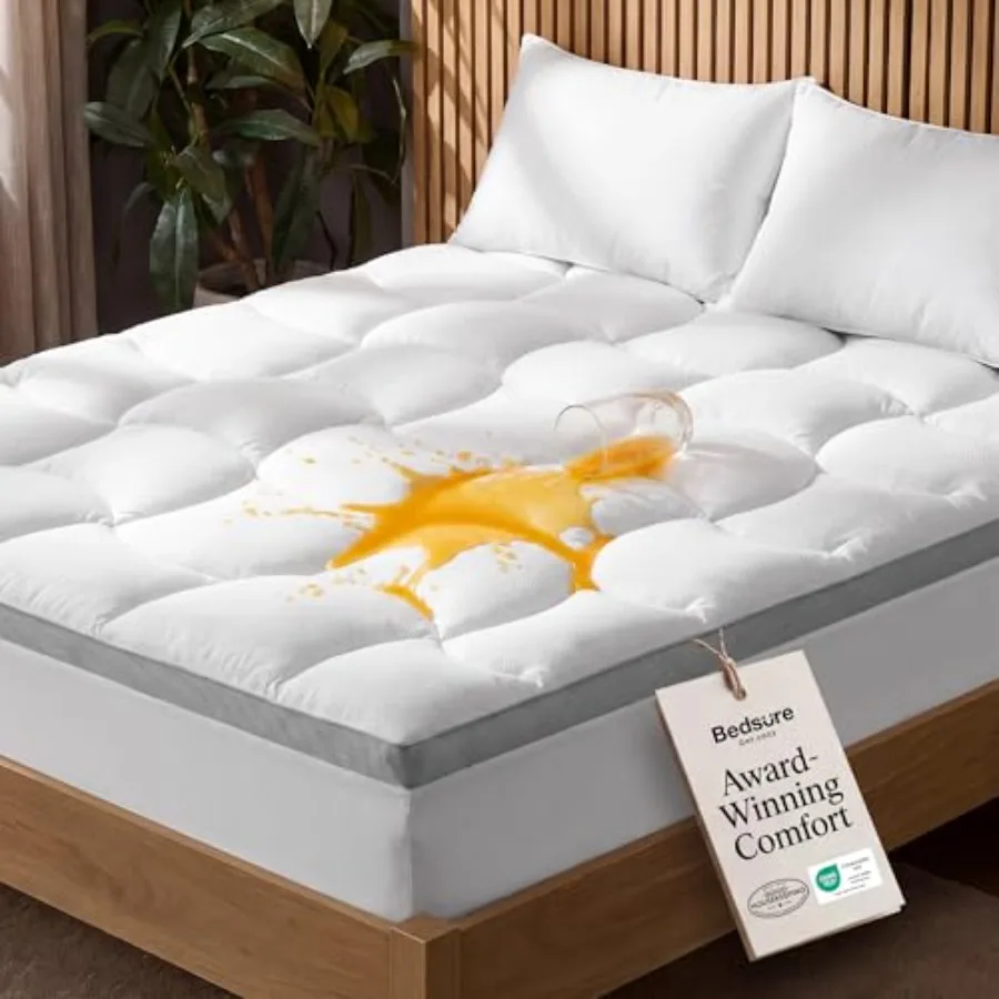 

Pillow Top Mattress Topper -Waterproof Mattress Protector with 8-21 Inch Deep Pocket, 800 GSM Extra Thick Mattress Topper Size